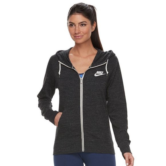 black zip up hoodie womens nike